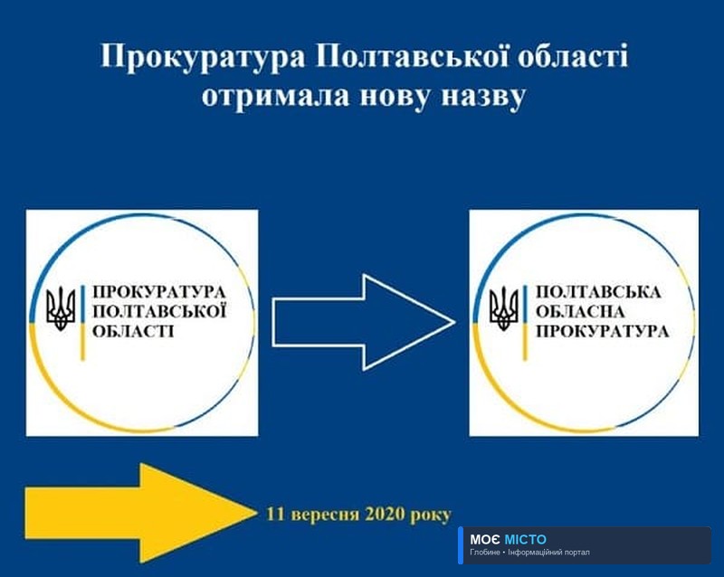 ПРОКУРАТУРА ПОЛТАВСЬКОЇ ОБЛАСТІ ОТРИМАЛА НОВУ НАЗВУ